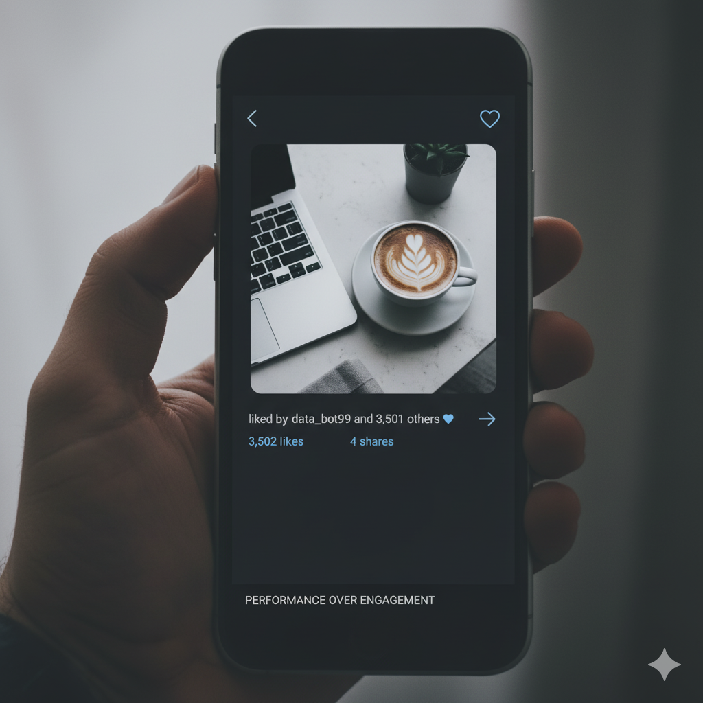 Tela de celular com métricas frias